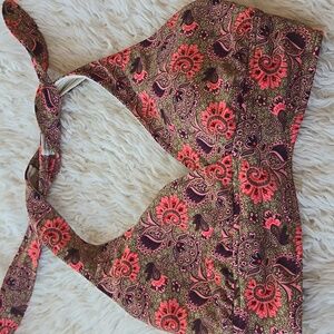 Anne Cole Locker Bohemian Tie-back Banded Halter Bikini Top Xs/ S